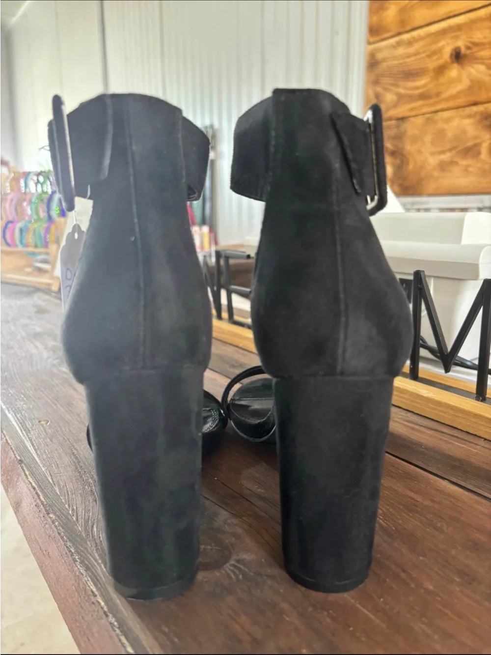 Heritage Black Suede Ankle-Strap Block Heels - Women